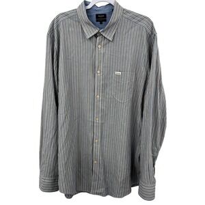 Faconnable Jeans Mens XXL‎ Striped Long Sleeve Button Up Casual Shirt 2XL Blue